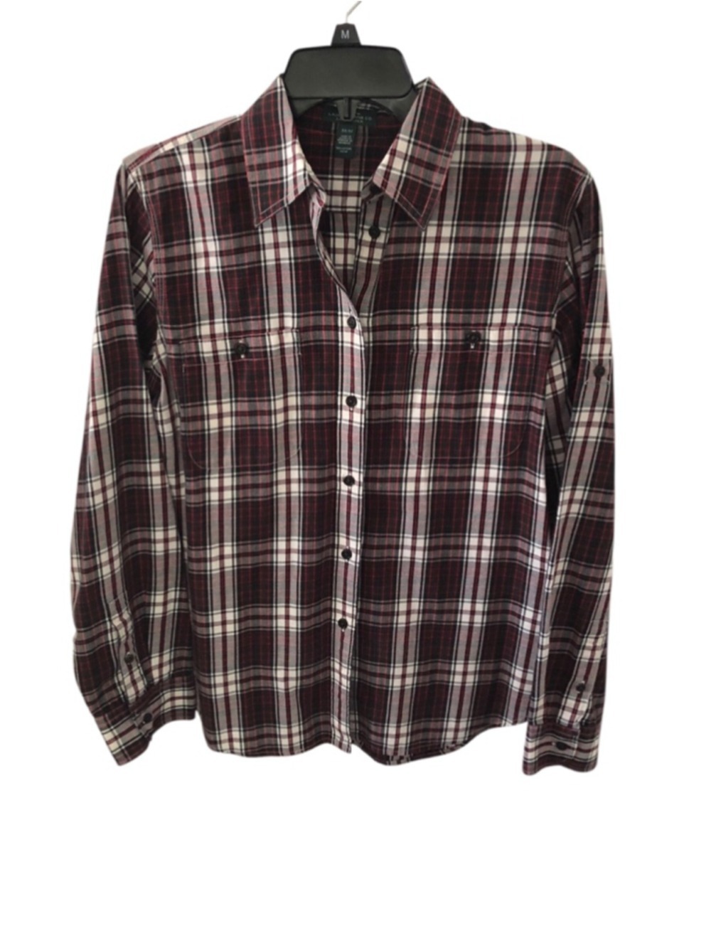 Sz M LRL Lauren Jeans Co Ralph Lauren Tartan Plaid Cotton Boyfriend Shirt Preppy